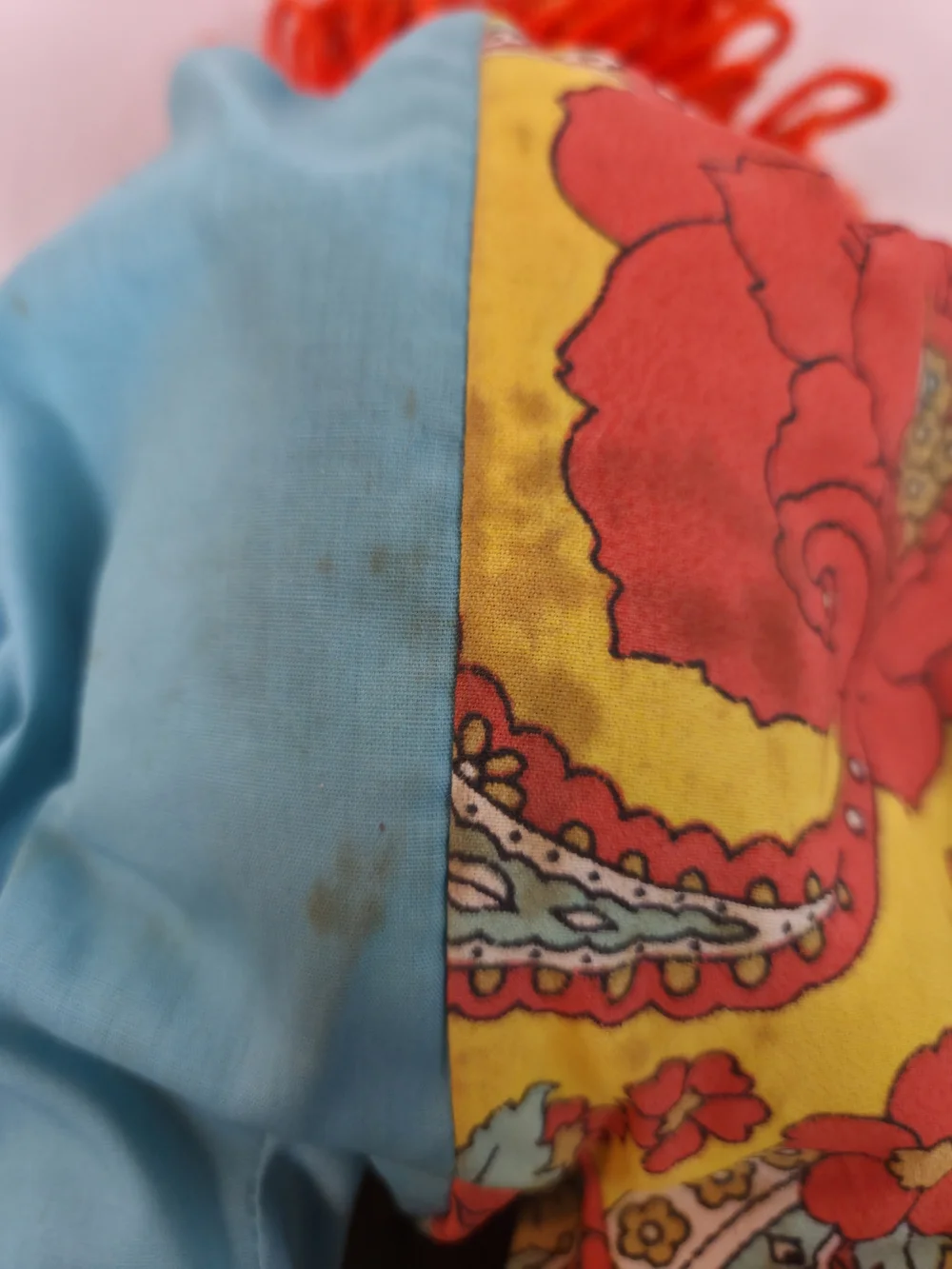 Vintage Style Patchwork Clown Doll - Bright Multi & Sky Blue
